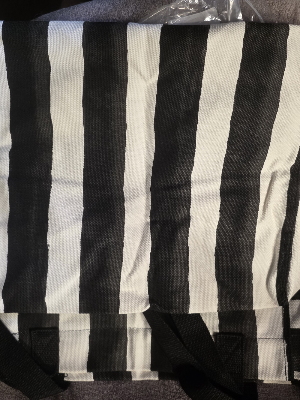 Thirty-one Black & White Striped Canvas Tote Bag - Picture 5 of 7